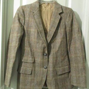 60s/70s Caramel and Blue Sachel Jacket
